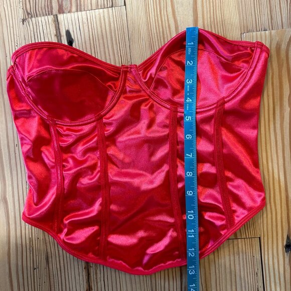 Cherry Red Strapless Boned Corset Top Size Large - Picture 5 of 5
